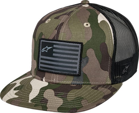 ALPINESTARS ALPINESTARS Flag Flat Trucker Hat - Camo Green/Black 1235-81960-6173-OS - 2501-4447