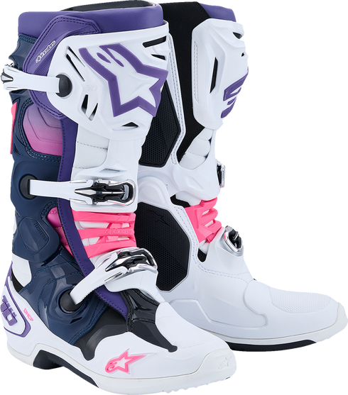 ALPINESTARS Tech 10 Boots - White/Violet/Navy/Pink Fluorescent - US 10 / EU 44.5 2010020-2780-10