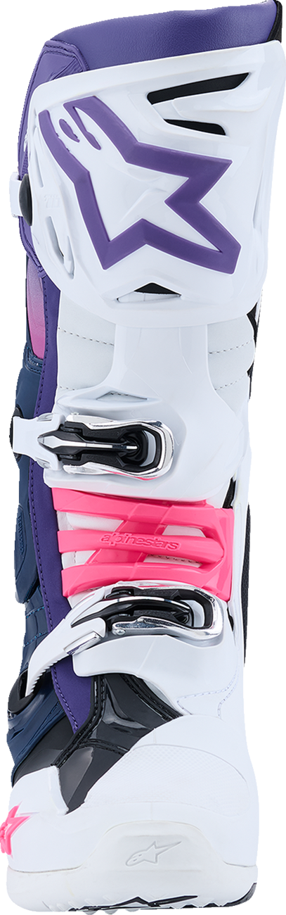 ALPINESTARS Tech 10 Boots - White/Violet/Navy/Pink Fluorescent - US 9 / EU 43 2010020-2780-9