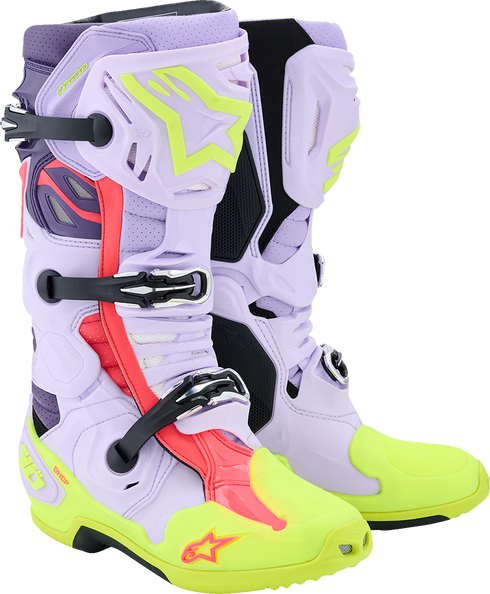 ALPINESTARS Tech 10 Supervented Boots - Purple/Fluorescent Yellow/Diva Pink - US 9 / EU 43 2010520-3150-9