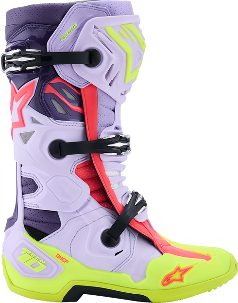 ALPINESTARS Tech 10 Supervented Boots - Purple/Fluorescent Yellow/Diva Pink - US 14 / EU 49.5 2010520-3150-14