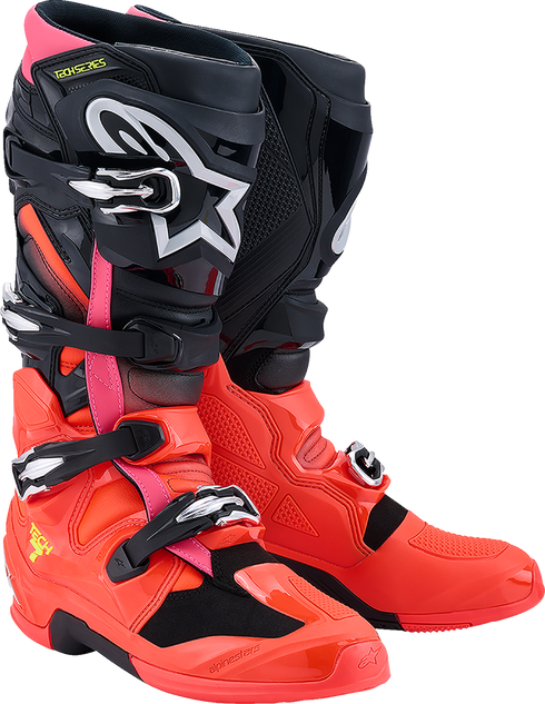 ALPINESTARS Tech 7 Boots - Black/Fluorescent Red/Fluorescent Pink - US 7 / EU 40.5 2012025-1576-7