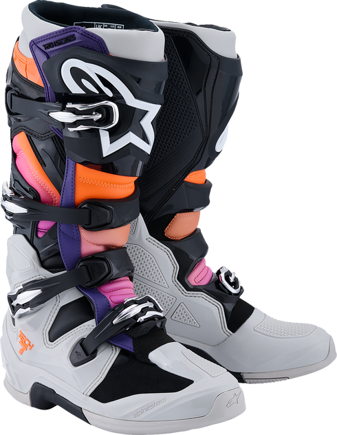 ALPINESTARS Tech 7 Boots - Black/Light Gray/Fluorescent Orange/Magenta - US 7 / EU 40.5 2012025-1594-7