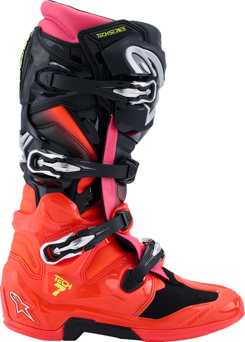ALPINESTARS Tech 7 Boots - Black/Fluorescent Red/Fluorescent Pink - US 14 / EU 49.5 2012025-1576-14