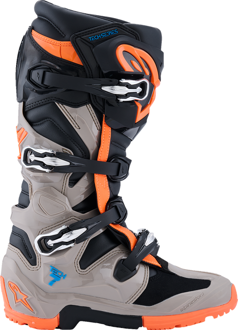 ALPINESTARS Tech 7 Enduro Boots - Black/Warm Gray/Fluorescent Orange - US 12 2010426-1562-12