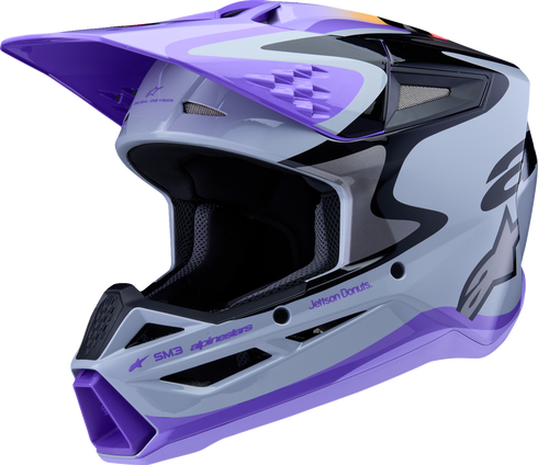 ALPINESTARS Youth SM3 Helmet - Jettson - Glosss Black/Gray/Purple - Medium 8303226-9277-YM