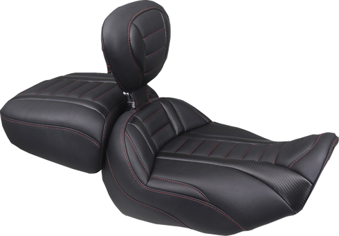 MUSTANG Deluxe Touring Solo Seat - w/ Backrest - Dark Cherry Stitch - FLT/FLH '23-'25 89401DC