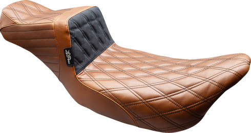 LE PERA Tailwhip Daddy Long Legs Seat - Brown - Black Double Diamond Stitch - FLT/FLH '08-'23 LK-587DLTDV01