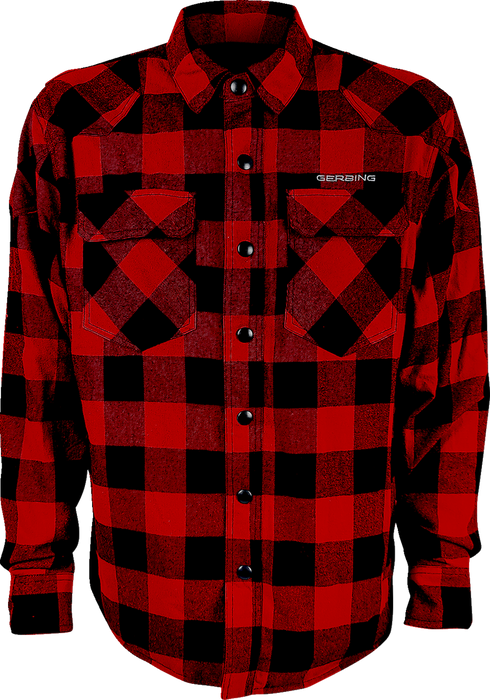 GERBING HEATED CLOTHING 7 V Battery Heated Flannel Shirt - Red/Black - Large GER7VFS-RB-L