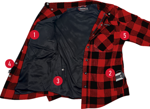 GERBING HEATED CLOTHING 7 V Battery Heated Flannel Shirt - Red/Black - Large GER7VFS-RB-L