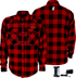 GERBING HEATED CLOTHING 7 V Battery Heated Flannel Shirt - Red/Black - Large GER7VFS-RB-L