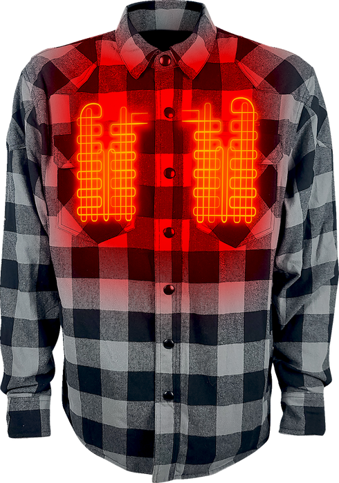 GERBING HEATED CLOTHING 7 V Battery Heated Flannel Shirt - Gray/Black - XL GER7VFS-BG-XL