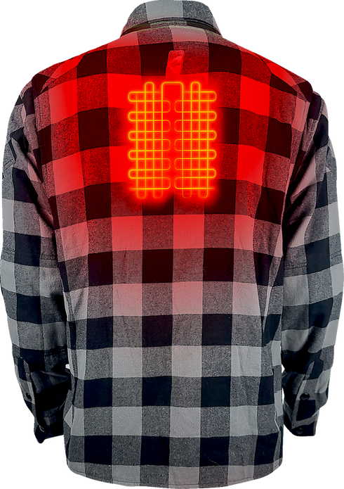 GERBING HEATED CLOTHING 7 V Battery Heated Flannel Shirt - Gray/Black - Medium GER7VFS-BG-M