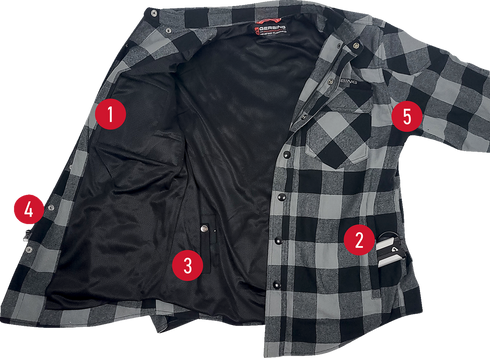 GERBING HEATED CLOTHING 7 V Battery Heated Flannel Shirt - Gray/Black - Medium GER7VFS-BG-M