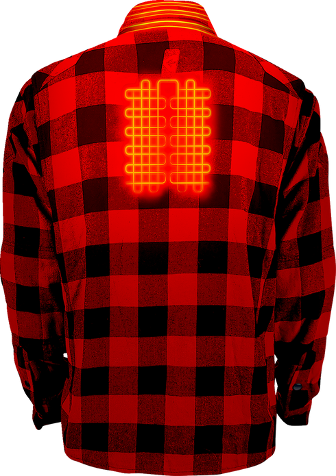 GERBING HEATED CLOTHING 7 V Battery Heated Flannel Shirt - Red/Black - 2XL GER7VFS-RB-XXL