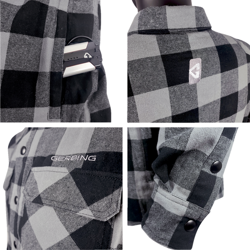 GERBING HEATED CLOTHING 7 V Battery Heated Flannel Shirt - Gray/Black - 3XL GER7VFS-BG-3XL
