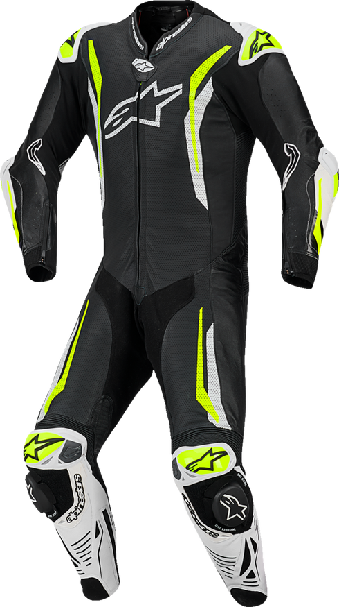 ALPINESTARS GP Tech v5 1-Piece Leather Suit - Black/White/Yellow Fluo - US 38 / EU 48 3150226-125-48