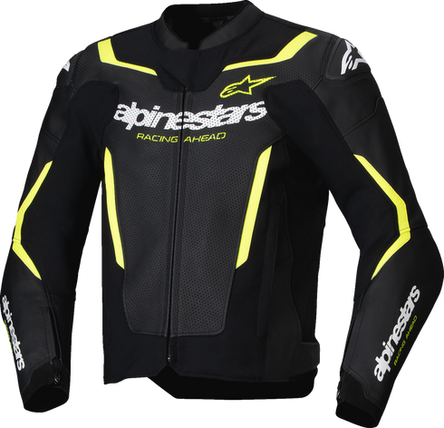 ALPINESTARS GP Force v2 Airflow Leather Jacket - Black/Yellow Fluo - US 46 / EU 56 3100326-155-56