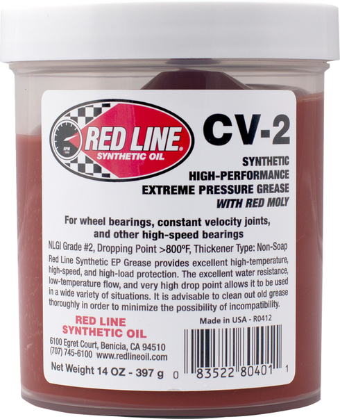 RED LINE SYNTHETIC OIL CV-2 Grease with Moly - 14 oz Jar 80401