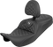 SADDLEMEN RoadSofa™ Tri Gripper Seat - Standard Reach - Silver Stitch - w/ Backrest - FLH/FLT '08-'25 808-07B-210B5