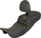 SADDLEMEN RoadSofa™ Tri Gripper Seat - Standard Reach - Gold Stitch - w/ Backrest - FLH/FLT '08-'25 808-07B-211B7