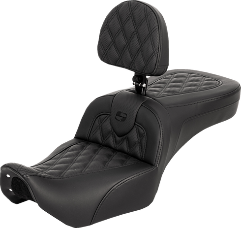 SADDLEMEN RoadSofa™ Seat - with Backrest - Lattice Stitch - RH975 '22-'25 822-11-182BR
