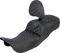 SADDLEMEN RoadSofa™ Tri Gripper Seat - Standard Reach - Blue Stitch - w/ Backrest - FLH/FLT '08-'25 808-07B-211B1