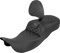 SADDLEMEN RoadSofa™ Tri Gripper Seat - Standard Reach - Gray Stitch - w/ Backrest - FLH/FLT '08-'25 808-07B-211B2