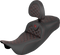 SADDLEMEN RoadSofa™ Tri Gripper Seat - Standard Reach - Red Stitch - w/ Backrest - FLH/FLT '08-'25 808-07B-211B4