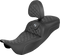 SADDLEMEN RoadSofa™ Tri Gripper Seat - Standard Reach - Silver Stitch - w/ Backrest - FLH/FLT '08-'25 808-07B-211B5