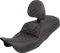 SADDLEMEN RoadSofa™ Tri Gripper Seat - Standard Reach - Red Stitch - w/ Backrest - FLH/FLT '08-'25 808-07B-210B4