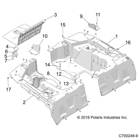 Polaris Left Side Bed Box, Genuine OEM Part 5454271, Qty 1