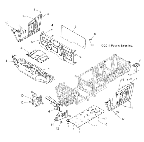 POLARIS SKID PLATE GLOSS BLACK GENUINE OEM Part 5438572-070 NEW