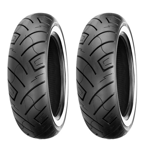 SHINKO 777 MOTORCYCLE TIRE SET 130/90B16 MU85B16 WHITE WALL FRONT / REAR