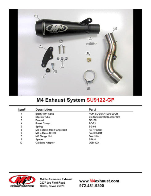 M4 EXHAUST 2009-2011 SUZUKI GSXR1000 GP SLIP ON MUFFLER BLACK EXHAUST GENUINE