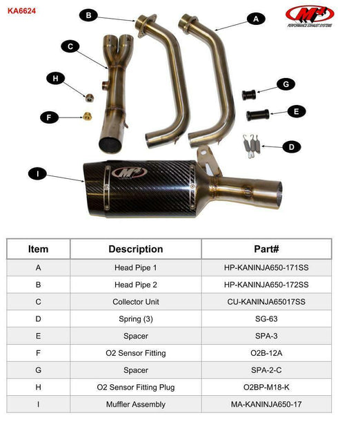 M4 EXHAUST FULL SYSTEM CARBON MUFFLER 2017-2022 KAWASAKI NINJA 650 AUTHENTIC
