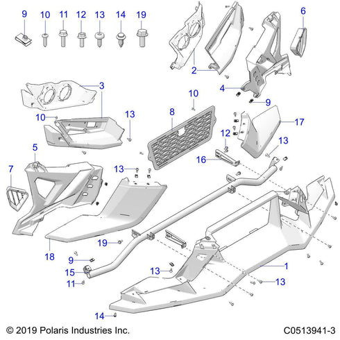 Polaris Wing, Front, Lower, Genuine OEM Part 5454386, Qty 1