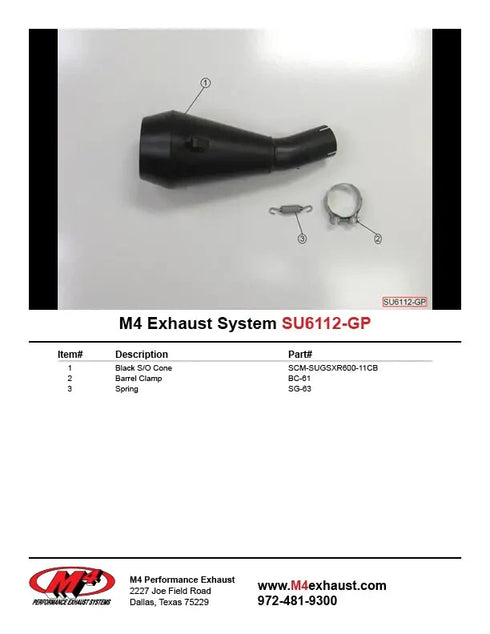 M4 EXHAUST SLIP-ON GP MUFFLER 2011-2025 SUZUKI GSX-R 600 750 AUTHENTIC SU6112-GP