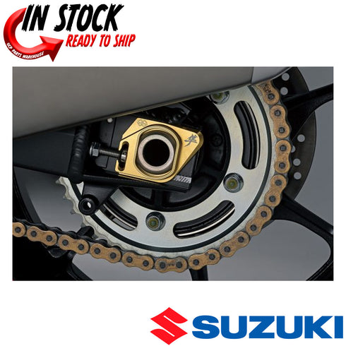 SUZUKI GOLD CHAIN ADJUSTER BLOCKS 2022-2024 HAYABUSA GENUINE OEM NEW KANJI LOGO