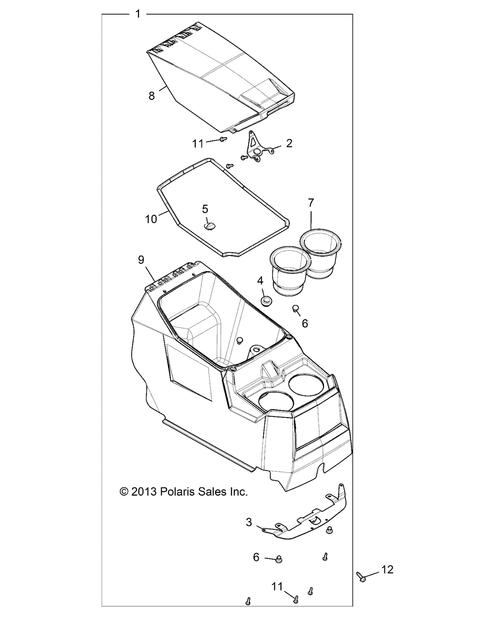 Polaris ASM-CONSOLE,CENTER,BLK 2014-2015 RANGER CREW XP 900 2634880-070