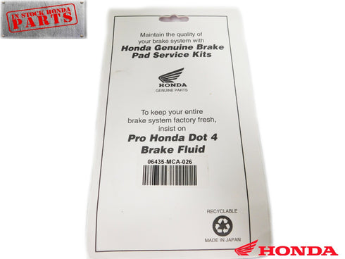 Genuine Honda Rear Brake Pads Pad Set 2001-2017 GL 1800 All Gold Wing F6B OEM