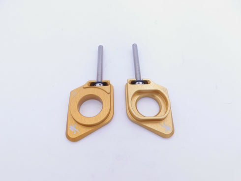 SUZUKI GOLD CHAIN ADJUSTER BLOCKS 2022-2024 HAYABUSA GENUINE OEM NEW KANJI LOGO