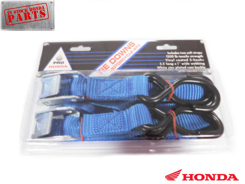 GENUINE HONDA MOTORCYCLE ATV TIE DOWN STRAPS WITH 2 SOFT STRAPS BLUE