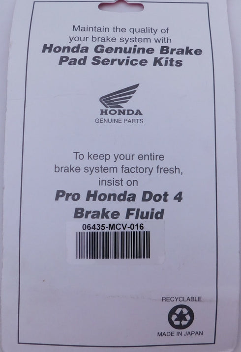 Honda Rear Brake Pads Pad Set VTX1800 MODELS 02-08 Genuine OEM 06435-MCV-016