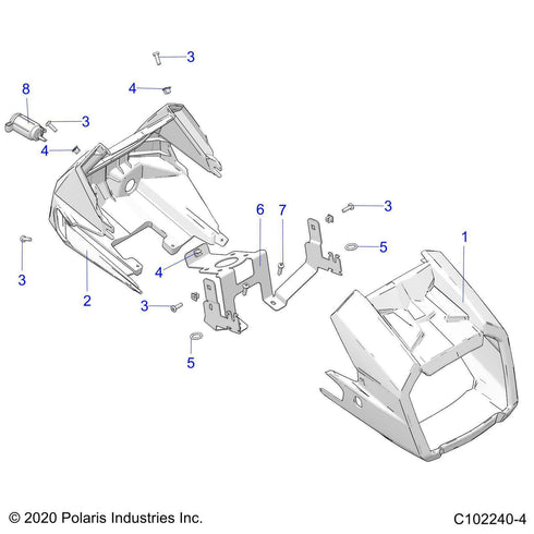 Polaris Headlight Pod, Molded HDPE, White Lightning 5451310-599