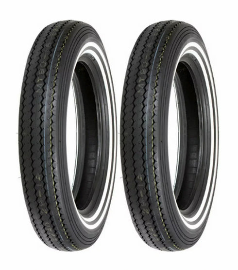 SHINKO CLASSIC 240 DOUBLE STRIPE WHITE WALL FRONT / REAR TIRE SET MT90-16
