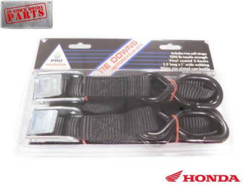 GENUINE HONDA MOTORCYCLE ATV TIE DOWN STRAPS WITH 2 SOFT STRAPS BLACK OEM