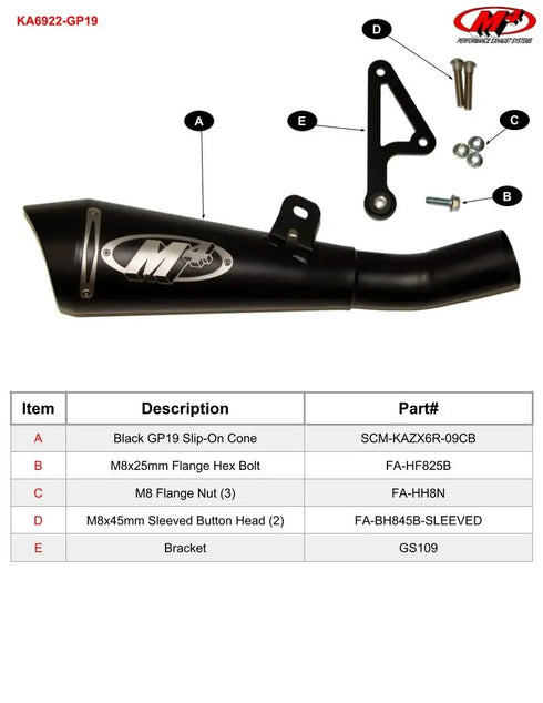 M4 EXHAUST SLIP-ON MUFFLER GP19 KAWASAKI 2009-2025 ZX6R AUTHENTIC KA6922-GP19