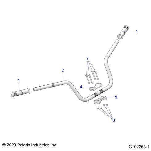 Polaris Handlebar Grip, Gloss Black, Genuine OEM Part 5413578-070, Qty 1