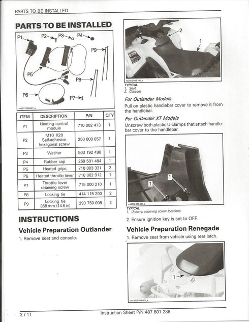 2012-2019 CAN-AM Outlander Renegade Heated Hand Grips Throttle Combo 715003250